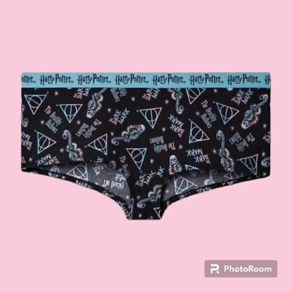 5X 28W Torrid Black Blue Harry Potter Boyshort Panty Deathly Hallows Snake Skull